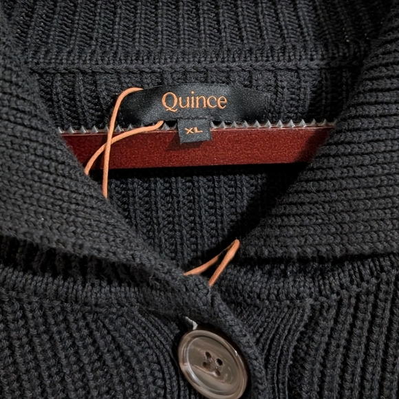 Quince Women's XL Organic Cotton Fisherman Collared Cardigan in Black NWT - Picture 8 of 9